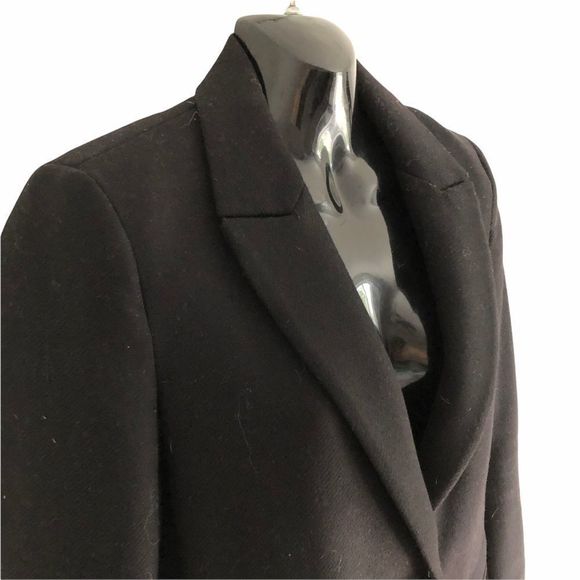 ZARA black wool over coat car length single button - Picture 2 of 10
